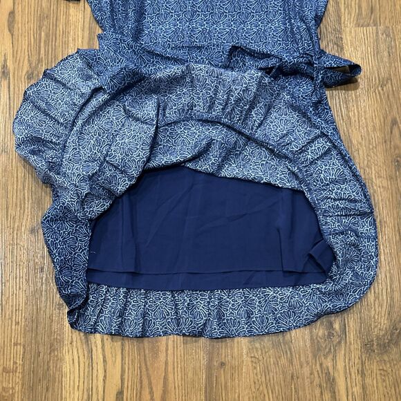 Vineyard Vines Dress Womens 6 Silk Rayon Blue Floral Print Wrap Lined - Picture 9 of 10